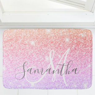 Modern Colourful Glitter Sparkles Personalized Nam Bath Mat