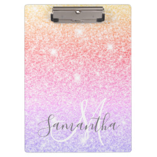 Modern Colourful Glitter Sparkles Personalized Nam Clipboard