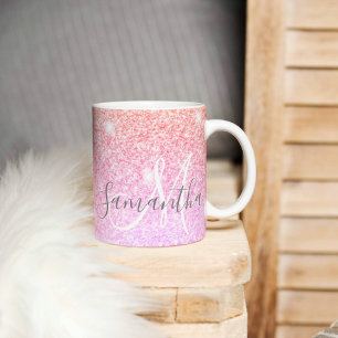 Modern Colourful Glitter Sparkles Personalized Nam Coffee Mug