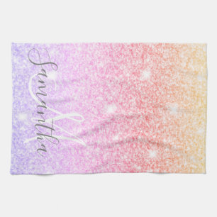 Modern Colourful Glitter Sparkles Personalized Nam Kitchen Towel