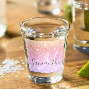 Modern Colourful Glitter Sparkles Personalized Nam Shot Glass