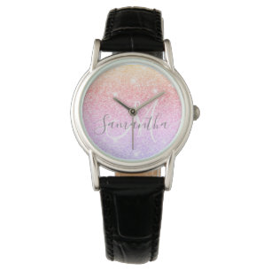 Modern Colourful Glitter Sparkles Personalized Nam Watch