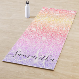 Modern Colourful Glitter Sparkles Personalized Nam Yoga Mat