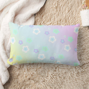 Modern colourful gradient blue flower pattern girl lumbar pillow