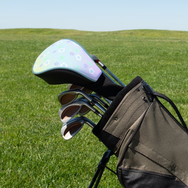Modern colourful gradient blue flowers pattern Gif Golf Head Cover (In Situ)
