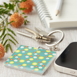 Modern colourful gradient Daisy flower pattern gir Keychain