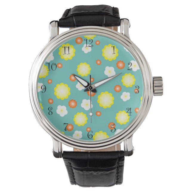 Modern colourful gradient Daisy flower pattern gir Watch (Front)
