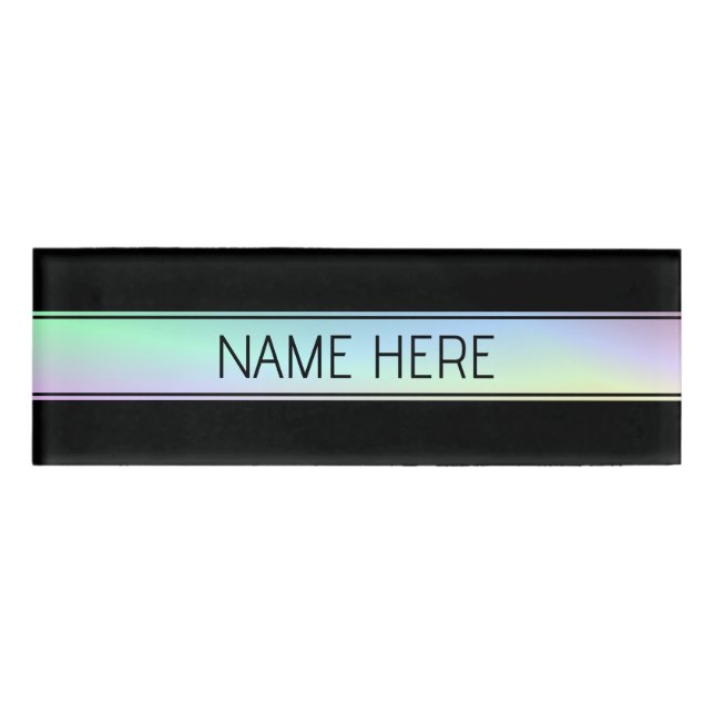 Modern Colourful Gradient & Editable Text Name Tag (Front)