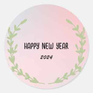 Modern Colourful Gradient floral Happy New year  Classic Round Sticker