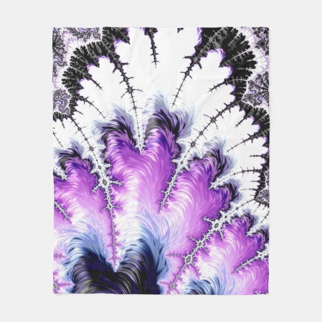 Modern Colourful Gradient Fractal Art Fleece Blanket (Front)