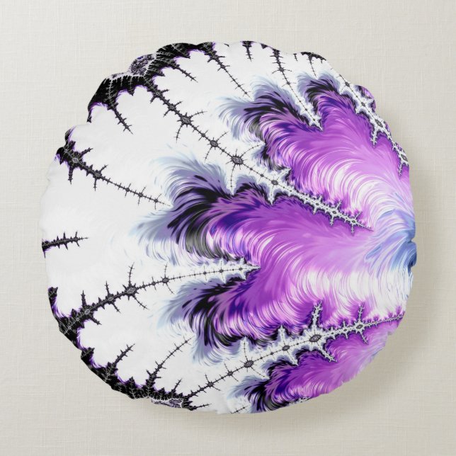 Modern Colourful Gradient Fractal Art Round Pillow (Front)