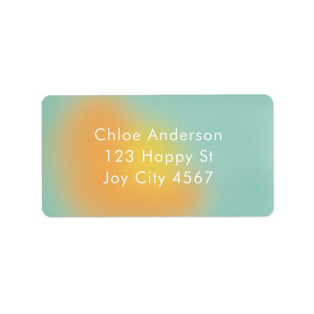 Modern Colourful Gradient Ombré Mint Orange Addres Label (Front)
