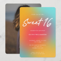 Modern Colourful Gradient Script Sweet 16 Birthday