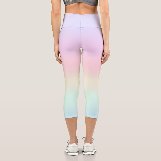 Modern colourful gradient Watercolor Rainbow Capri Leggings (Back)