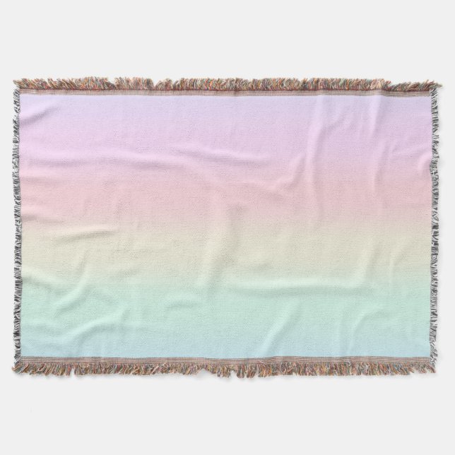 Modern colourful gradient Watercolor Rainbow Throw Blanket (Front)