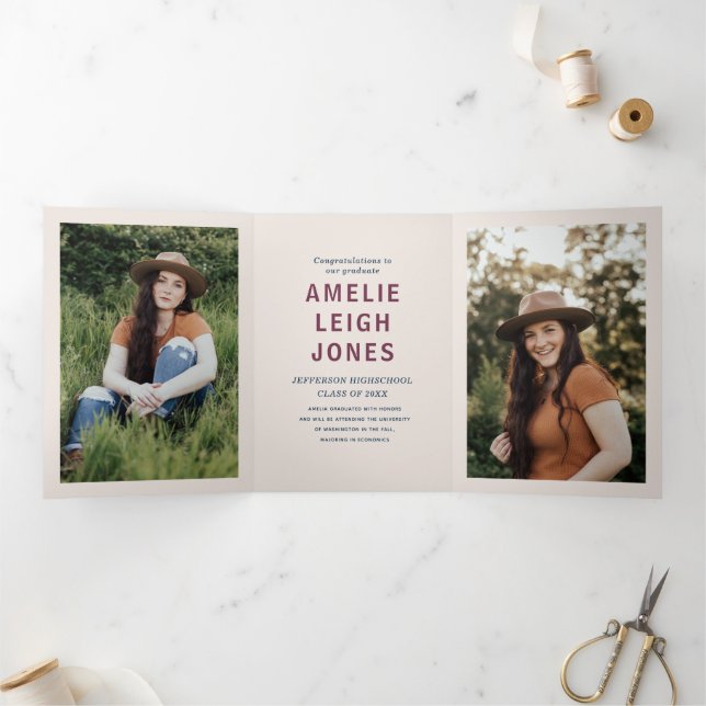 Modern Colourful Graduation Party  Tri-Fold Invitation (Inside)