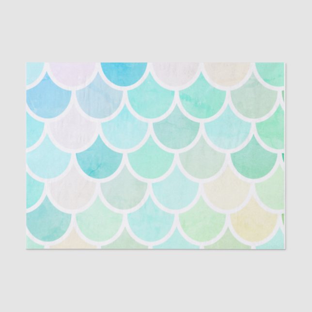 Modern Colourful Green Mermaid Seamless Pattern Tissue Paper (Front)