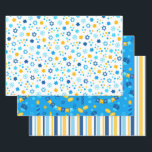 Modern Colourful Hanukkah Wrapping Paper Sheet<br><div class="desc">These modern Hanukkah papers with dreidels,  gelt,  stripes, snowflakes,  and star of davids will have your packages looking phenomenal!  They are colourful and trendy yet traditional.</div>