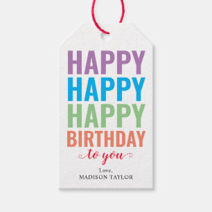 Modern Colourful HAPPY BIRTHDAY to You Gift Tags