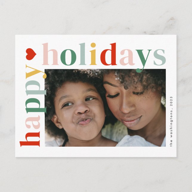 Modern Colourful Happy Holidays Photo Holiday Postcard (Front)