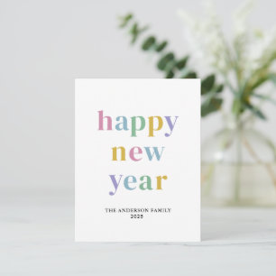 Modern Colourful Happy New Year Typography Holiday Card