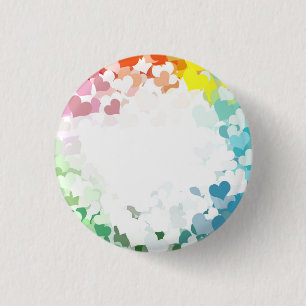 Modern Colourful Hearts Abstract Yellow Orange Blu 1 Inch Round Button