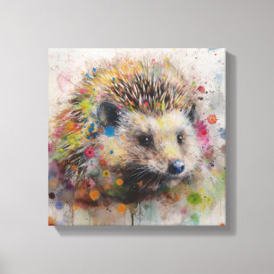 Modern Colourful Hedgehog Art Canvas Print