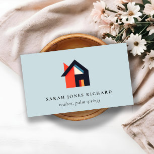 Modern Colourful House Logo Realtor Blue Red Orang Business Card