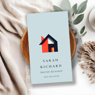 Modern Colourful House Logo Realtor Blue Red Orang Business Card