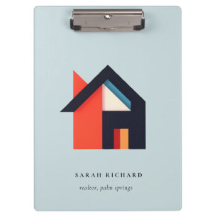 Modern Colourful House Logo Realtor Blue Red Orang Clipboard
