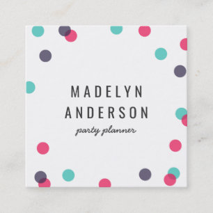 Modern Colourful Indigo Pink Teal Confetti Square Business Card