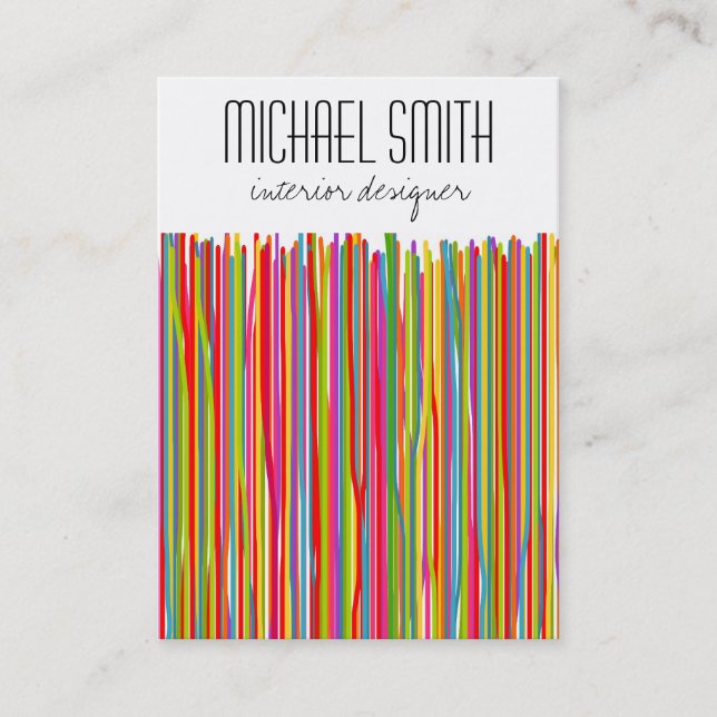 Modern Colourful Interior Designer Business Card (Front)