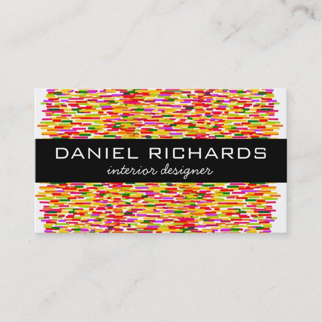 Modern Colourful Interior Designer Business Card (Front)