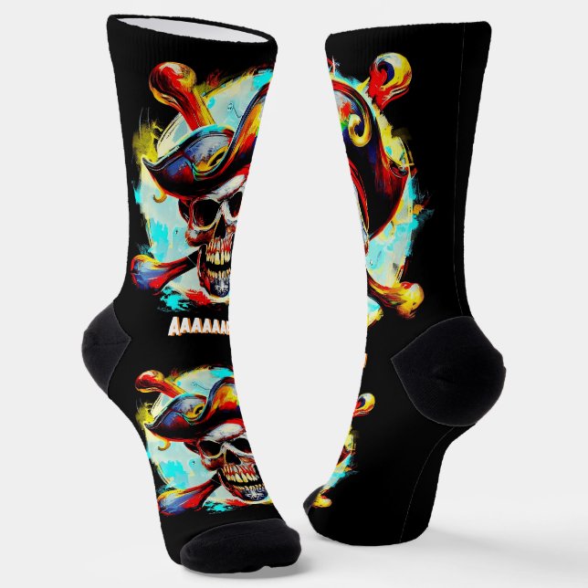 Modern Colourful Jolly Roger Socks (Angled)