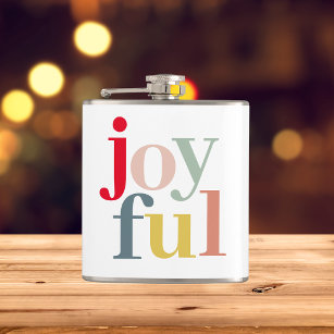 Modern Colourful Joyful Christmas Holiday Gift Hip Flask