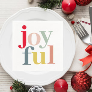 Modern Colourful Joyful Christmas Holiday Gift Napkin