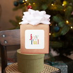 Modern Colourful Joyful Christmas Holiday Gift Square Sticker<br><div class="desc">Modern Colourful Joyful Christmas Holiday Gift</div>