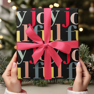 Modern Colourful JOYFUL Christmas  Wrapping Paper