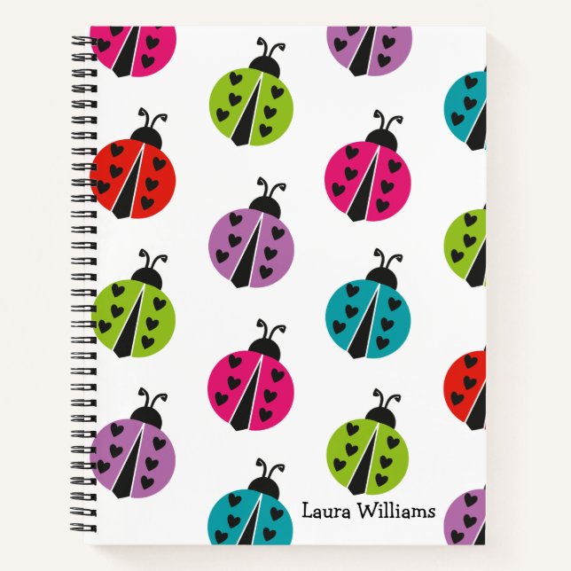 Modern Colourful Ladybug Personalized Notebook (Front)
