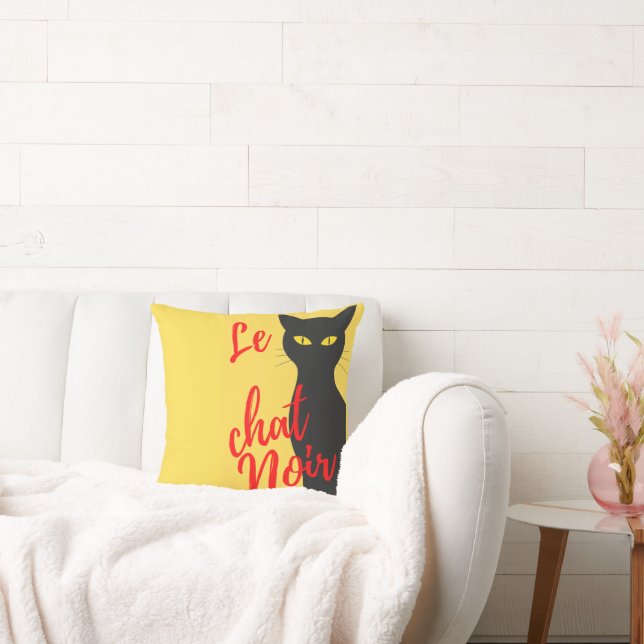 Modern Colourful Le Chat Noir  Throw Pillow (Couch)