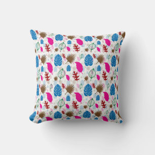 Modern Colourful Leaf Abstract Pattern White Throw Pillow