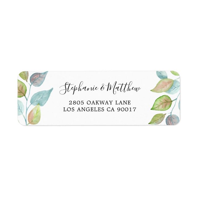 Modern Colourful Leaves Watercolor Foliage Wedding (Front)