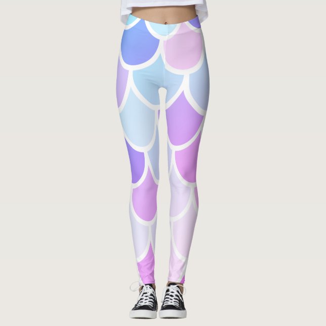 Modern Colourful Lovely Mermaid Seamless Pattern Leggings (Front)