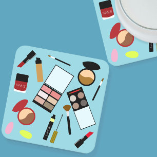 Modern Colourful Makeup Artist Tools Beauty Coaste Square Paper Coaster
