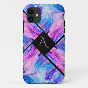 Modern Colourful Marble Monogram iPhone 11 Case