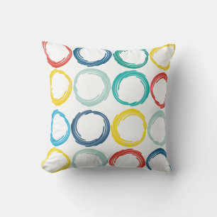 Modern Colourful marker brushstrokes circles Throw Pillow