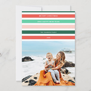 Modern colourful Merry and Bright photo Holiday Card