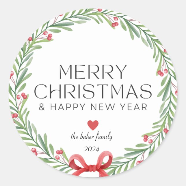 Modern Colourful Merry Christmas Classic Round Classic Round Sticker (Front)
