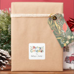 Modern Colourful Merry Christmas Family Gift Square Sticker<br><div class="desc">Modern Colourful Merry Christmas Family Gift Square Sticker</div>