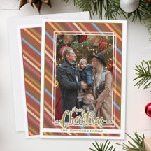 Modern Colourful Merry Christmas Family Photo